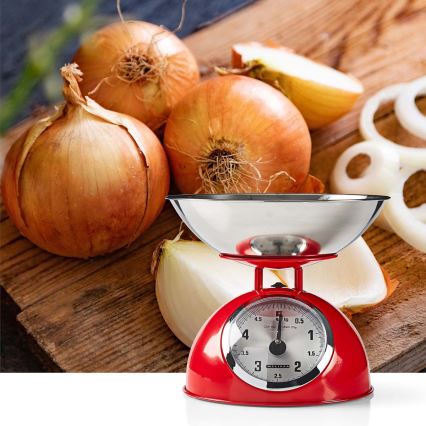 Melissa - Retro waga kuchenna z miską, czerwona