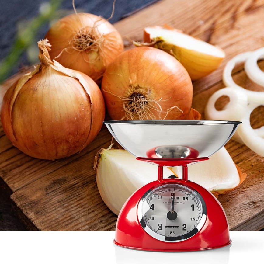 Melissa - Retro waga kuchenna z miską, czerwona