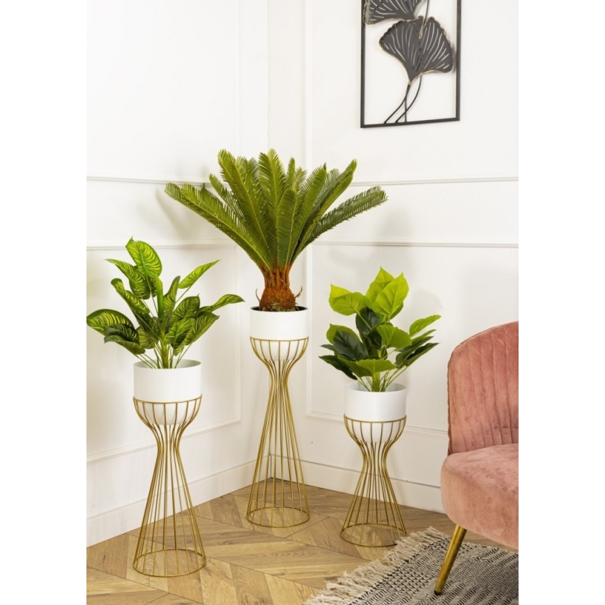 Metalowa doniczka LOFT 46x20 cm złota/biała