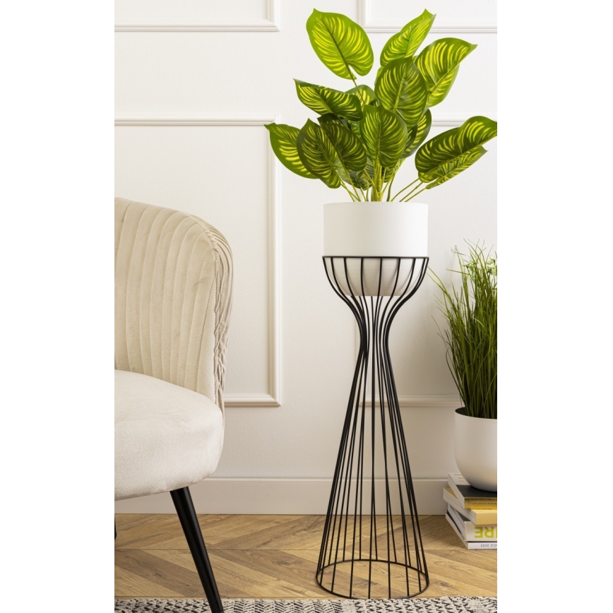 Metalowa doniczka LOFT 56x20 cm czarna/biała