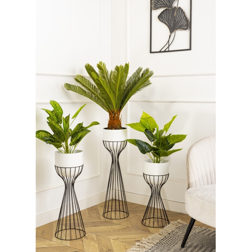 Metalowa doniczka LOFT 56x20 cm czarna/biała