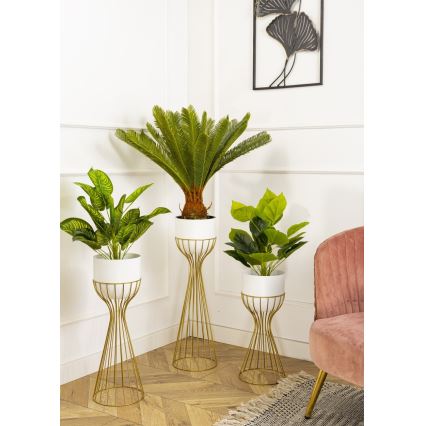 Metalowa doniczka LOFT 56x20 cm złota/biała