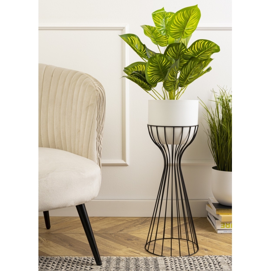 Metalowa doniczka LOFT 68x20 cm czarna/biała