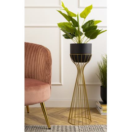 Metalowa doniczka LOFT 68x20 cm złota/czarna