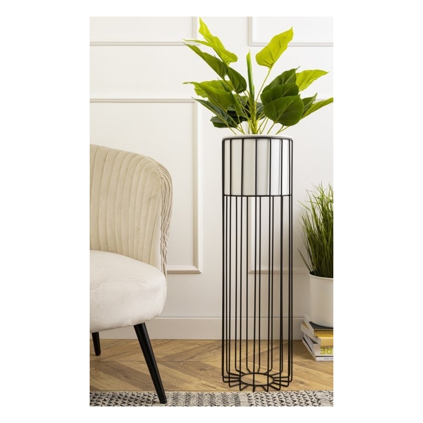 Metalowa doniczka LOFT 70x20 cm czarna/biała