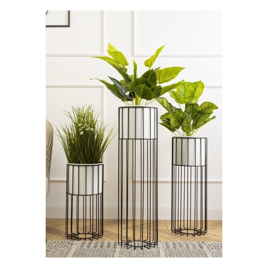 Metalowa doniczka LOFT 70x20 cm czarna/biała