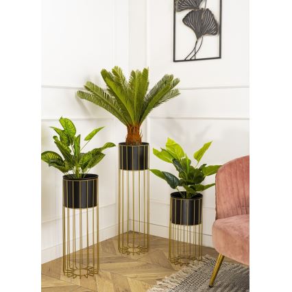 Metalowa doniczka LOFT 70x20 cm złota/czarna