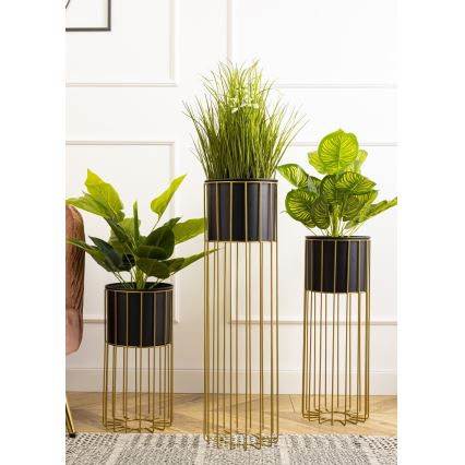 Metalowa doniczka LOFT 70x20 cm złota/czarna