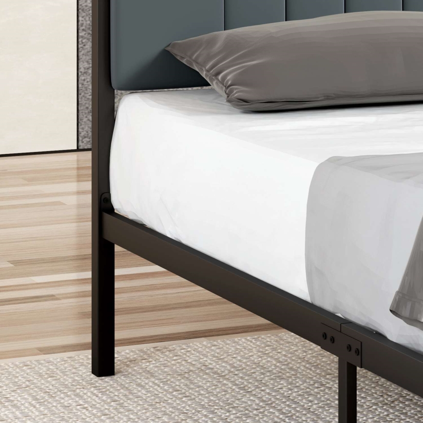 Metalowe łóżko dwuosobowe LUNOR 160x200 cm, antracyt, nośność 200 kg