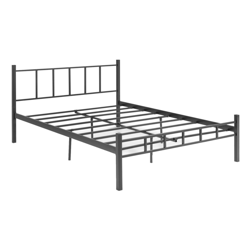 Metalowe łóżko dwuosobowe ORMEL 120x200 cm, czarne, nośność 120 kg