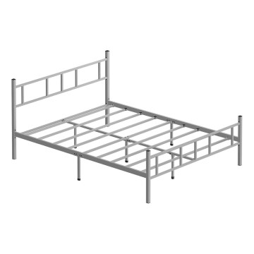 Metalowe łóżko dwuosobowe PIRON 140x200 cm białe, nośność 200 kg