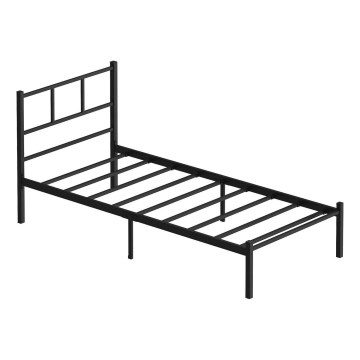 Metalowe łóżko jednoosobowe ROVAN 90x200 cm czarne nośność 120 kg