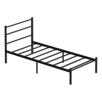 Metalowe łóżko pojedyncze FERON 90x200 cm, czarne, nośność 120 kg