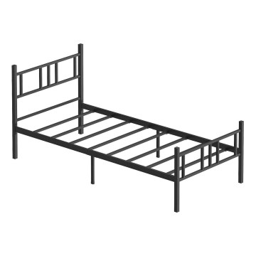 Metalowe łóżko pojedyncze PIRON 90x200 cm czarne nośność 120 kg