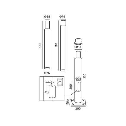 Metalowy pręt do słupa oświetleniowego BASE 3 m szary