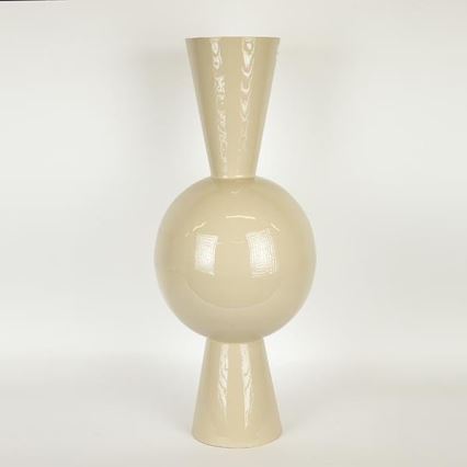 Metalowy wazon beżowy 60x25 cm