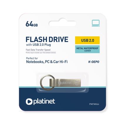 Metalowy wodoodporny Flash Disk USB 64GB matowy chrom