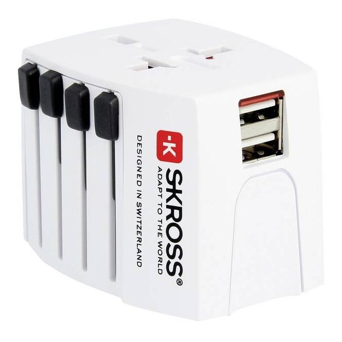 Międzynarodowy adapter podróżny 230 V + 2 x port USB