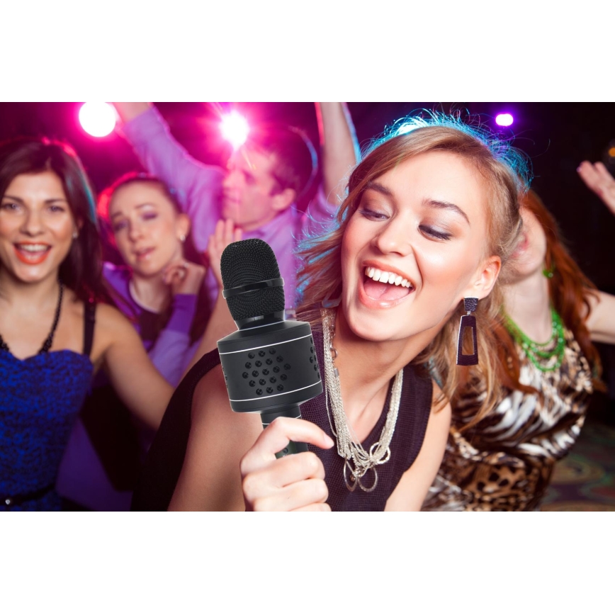 Mikrofon karaoke 6W/5V, 1500 mAh, Bluetooth, czarny