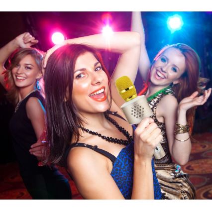 Mikrofon karaoke Bluetooth 6 W/5 V, 1500 mAh — złoty