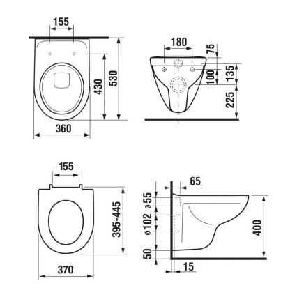 WC wiszące LYRA + deska sedesowa SoftClose LYRA + przycisk spłukujący DUAL + moduł podtynkowy + podkładka izolacyjna