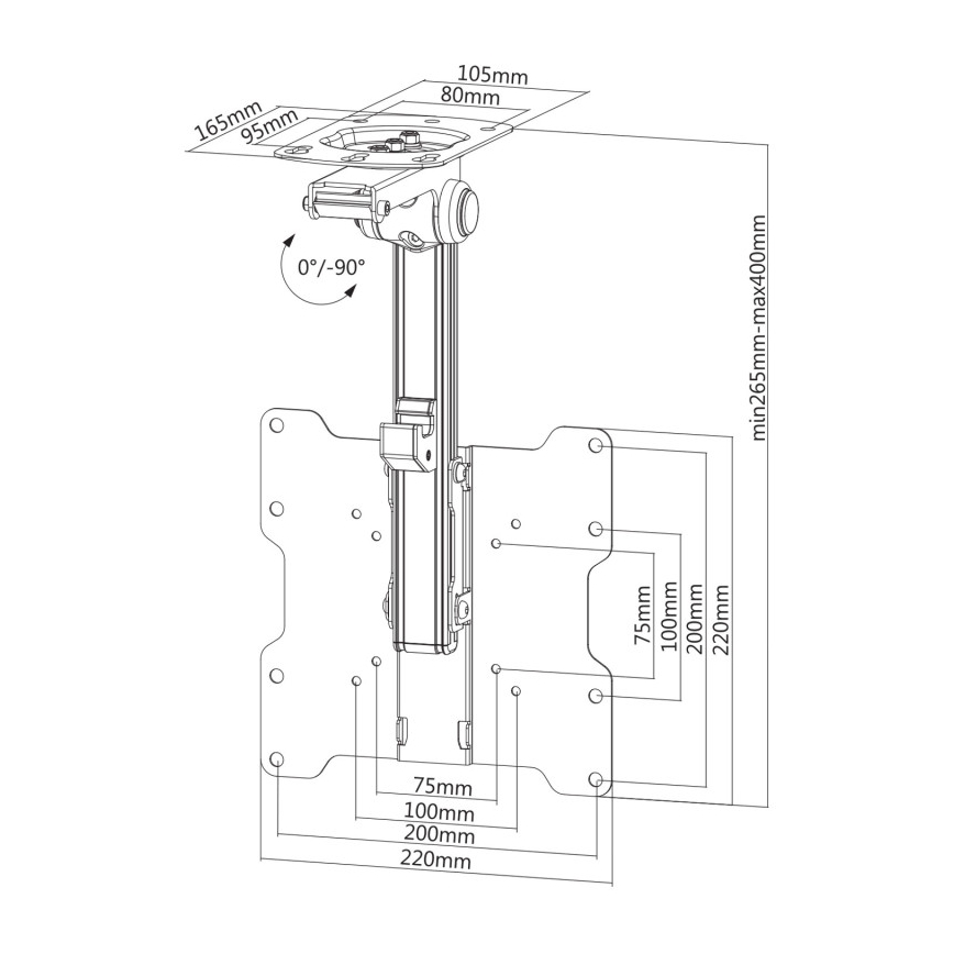 MK FLORIA MKF-17DS220 - Uchwyt sufitowy do telewizora 46 czarny