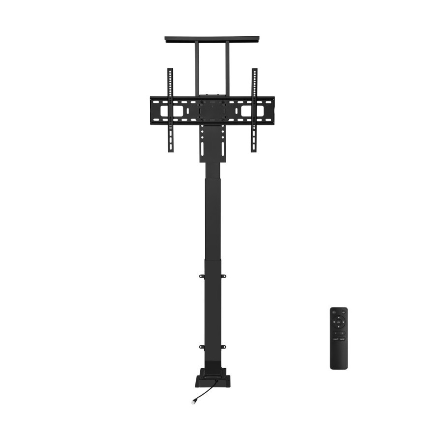 MK FLORIA MKF-19DM648 - Stojak podłogowy do telewizora 37-65 czarny z gniazdem SCHUKO i pilotem