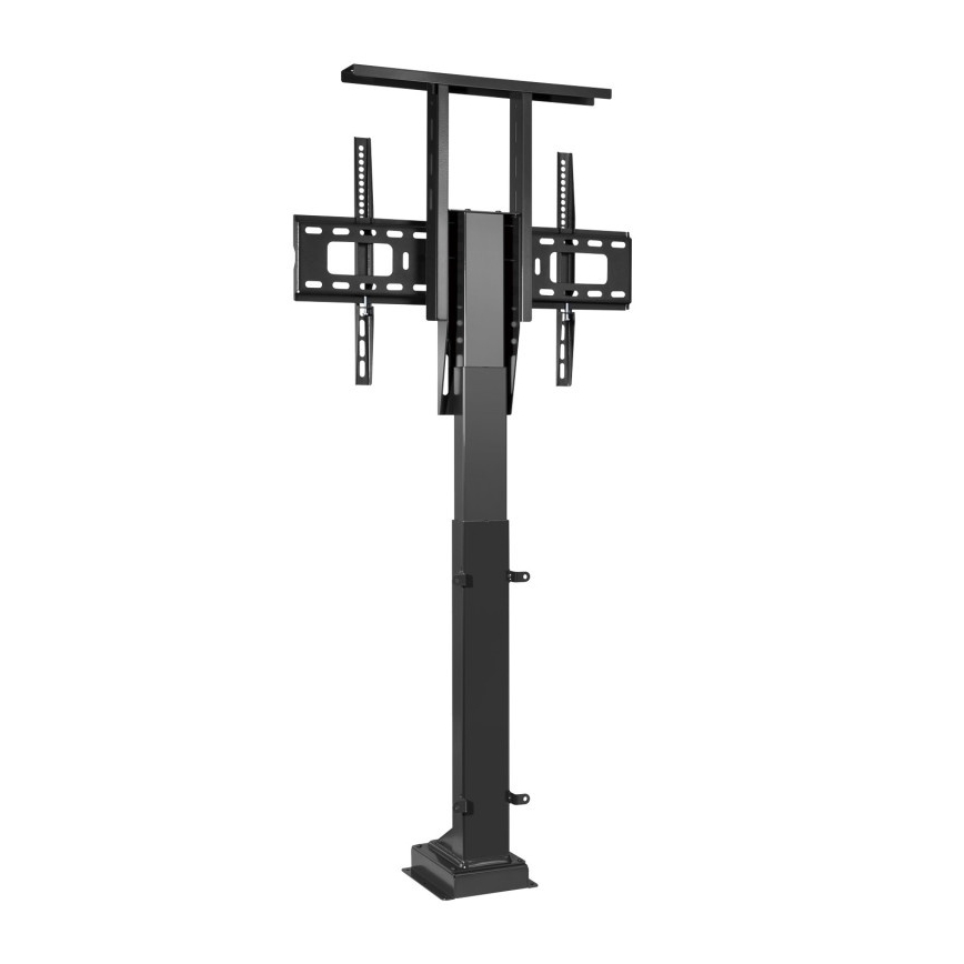 MK FLORIA MKF-19DM648 - Stojak podłogowy do telewizora 37-65 czarny z gniazdem SCHUKO i pilotem