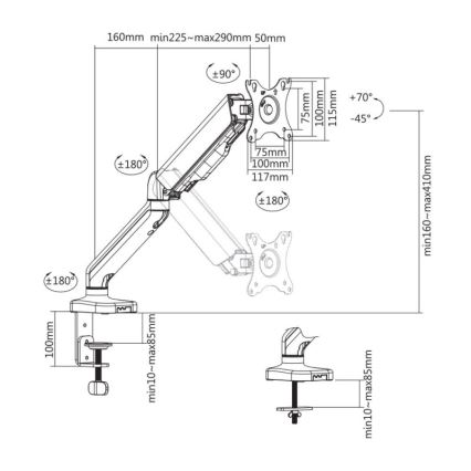 MK FLORIA MKF-21DP113S2 - Regulowany uchwyt na monitor 32 czarny