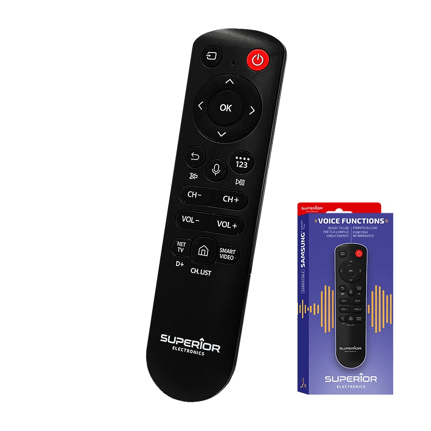 MK FLORIA Superior Samsung Voice - Zapasowy pilot do telewizora marki Samsung, zasilanie 2x AAA