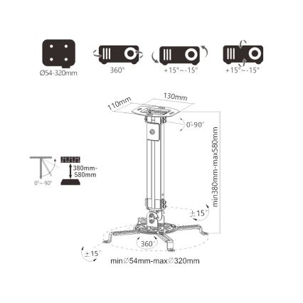MK FLORIA Superior SUPSTV013 -  Uchwyt sufitowy do projektora czarny