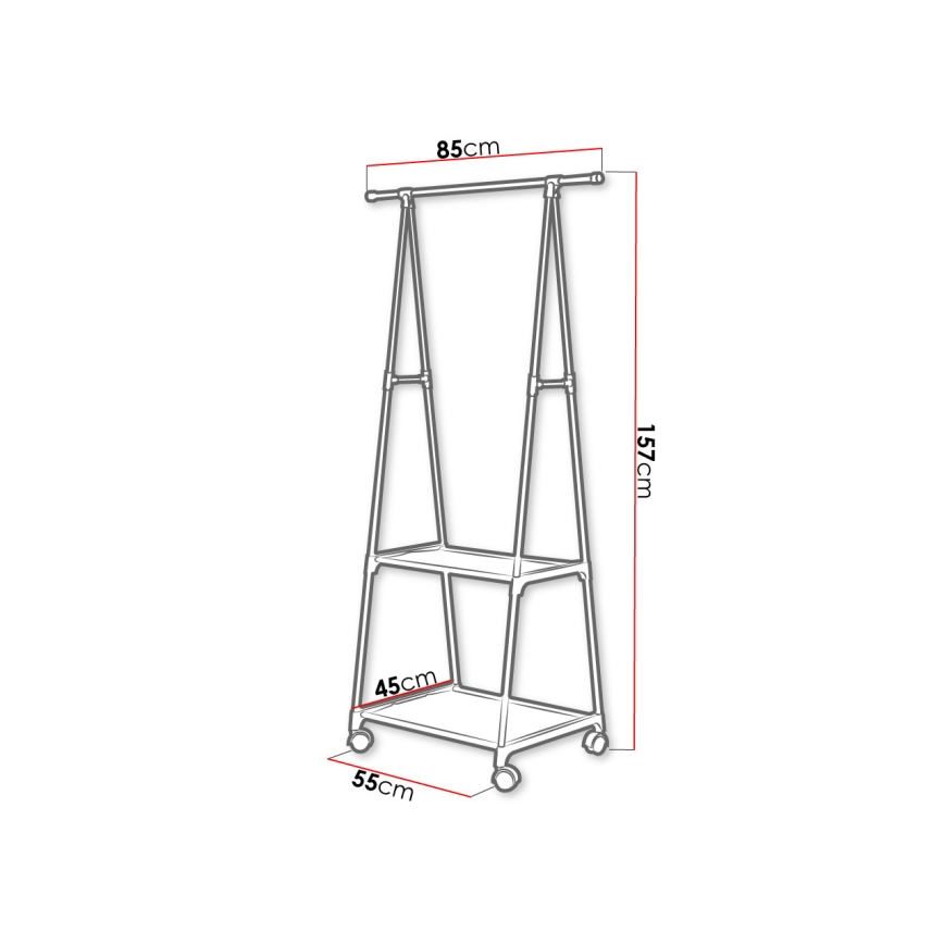 Mobilny wieszak metalowy z półkami OLAZEN 157x85 cm czarny