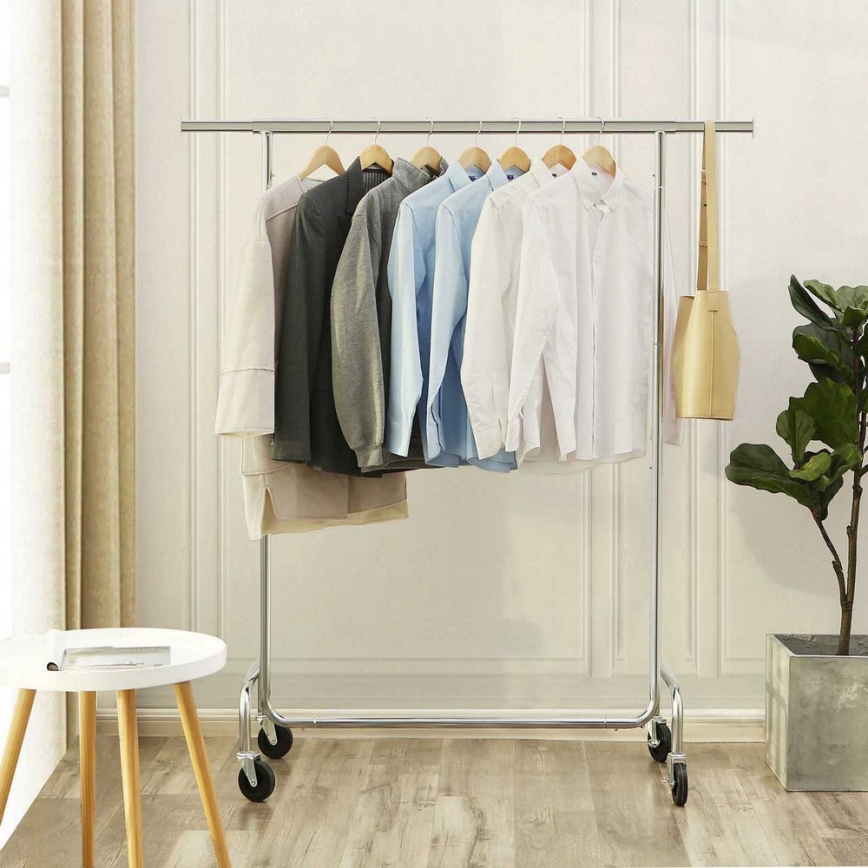 Mobilny wieszak stojący JEAN 110/150x160x45 cm srebrny