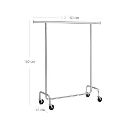 Mobilny wieszak stojący JEAN 110/150x160x45 cm srebrny