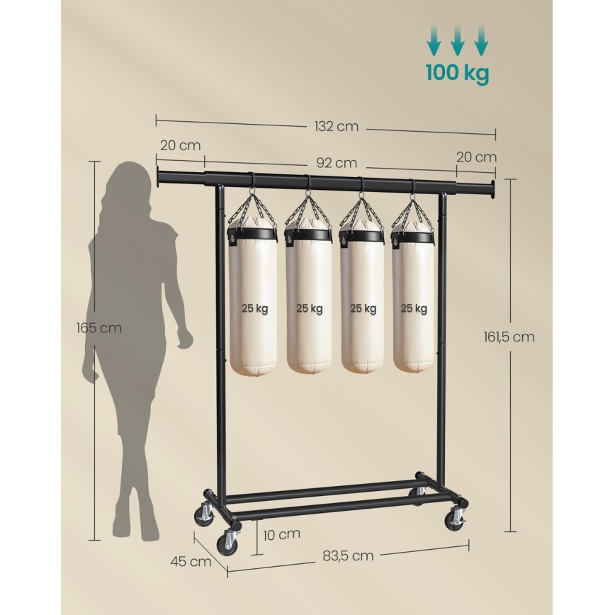 Mobilny wieszak stojący LINEA czarny