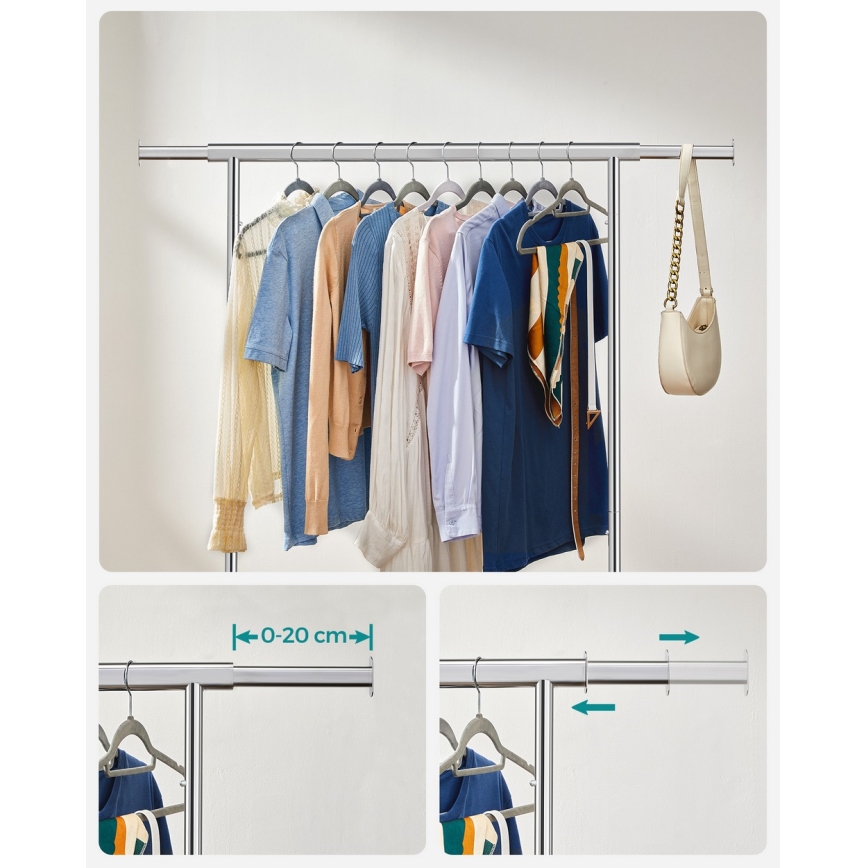 Mobilny wieszak stojący LINEA, srebrny