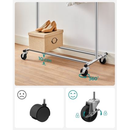 Mobilny wieszak stojący LINEA, srebrny