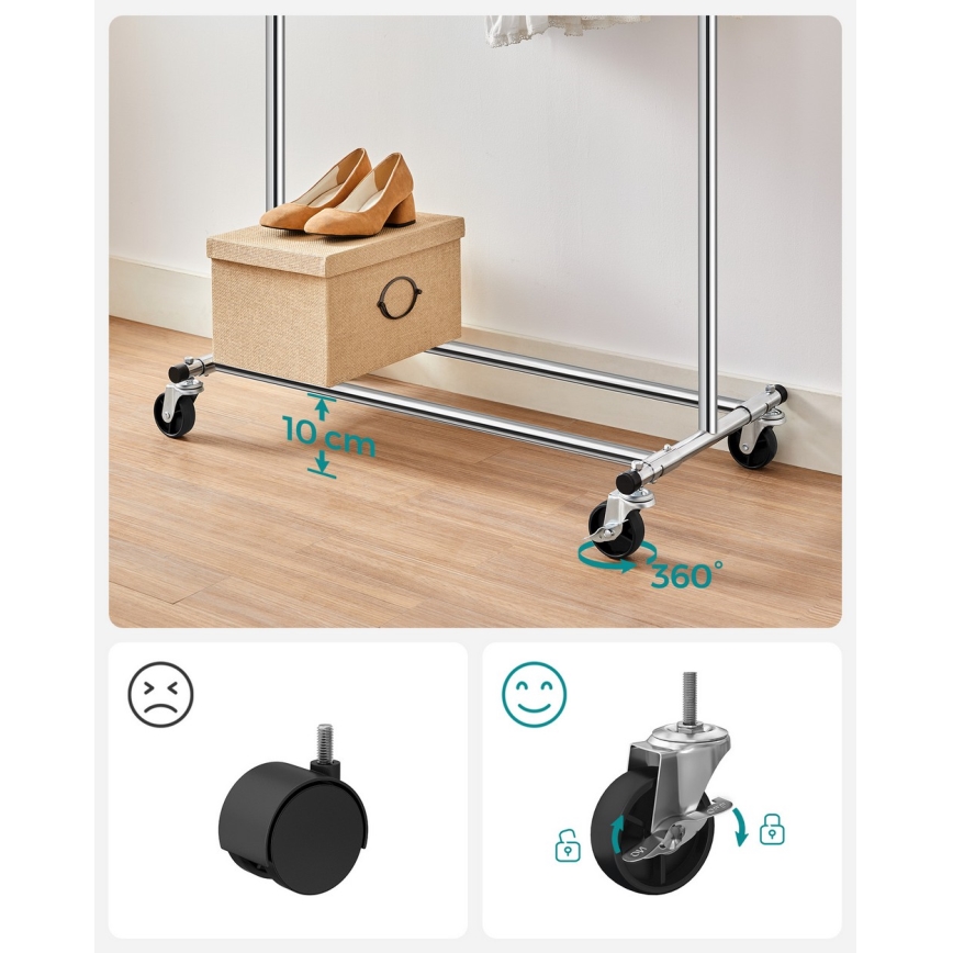 Mobilny wieszak stojący LINEA, srebrny