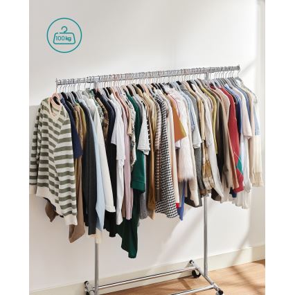 Mobilny wieszak stojący LINEA, srebrny