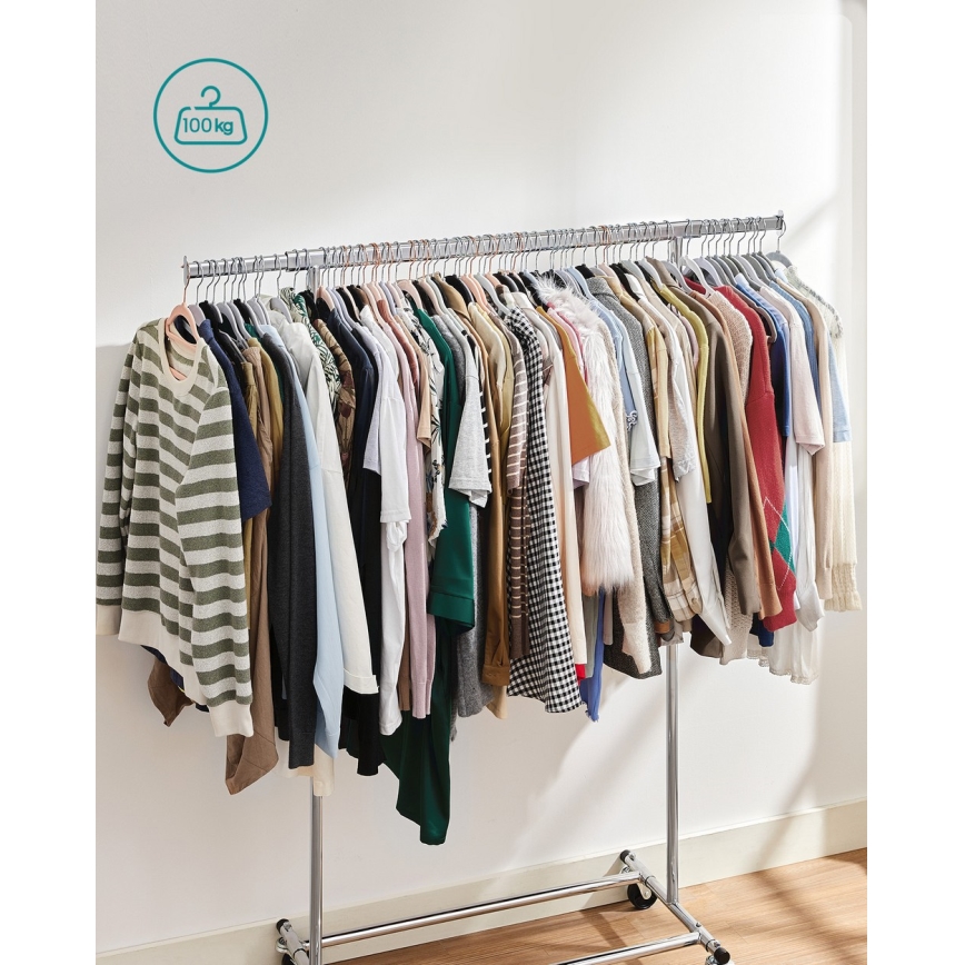 Mobilny wieszak stojący LINEA, srebrny