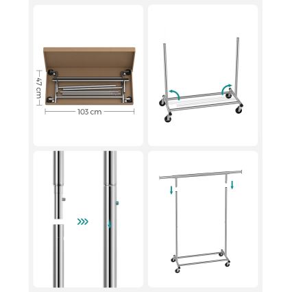 Mobilny wieszak stojący LINEA, srebrny