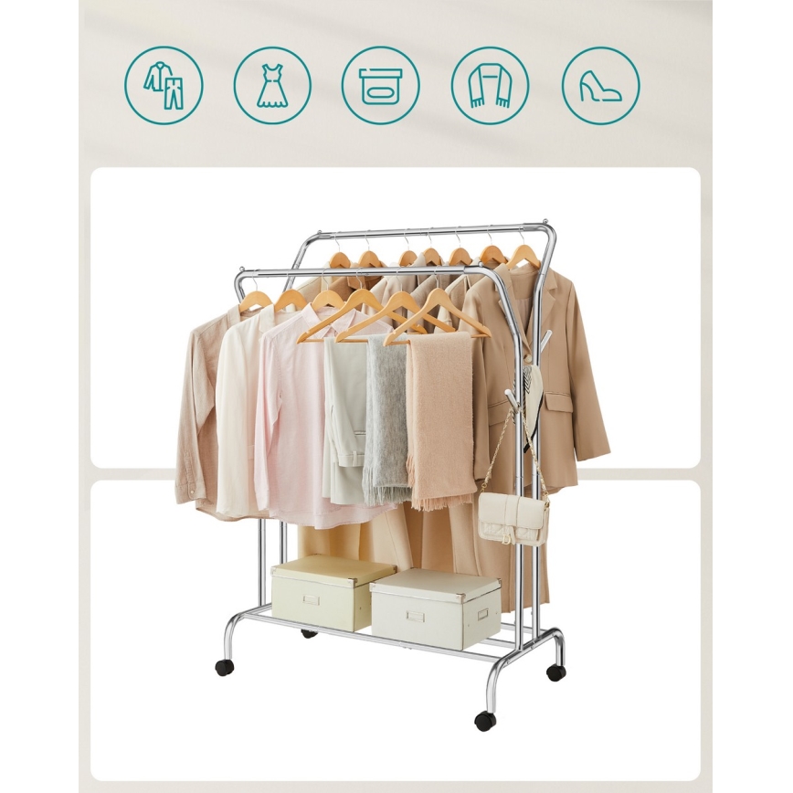 Mobilny wieszak stojący LINEA srebrny