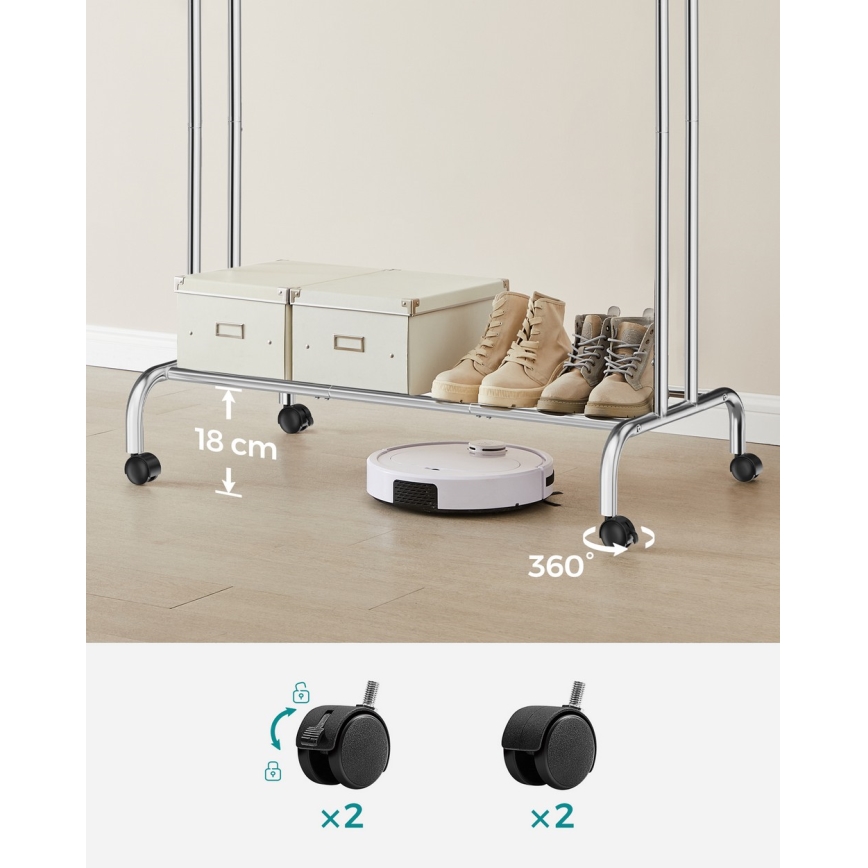 Mobilny wieszak stojący LINEA srebrny