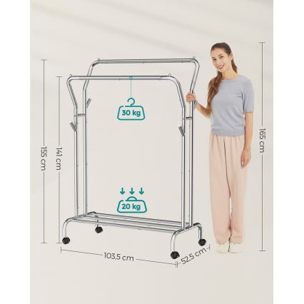 Mobilny wieszak stojący LINEA srebrny