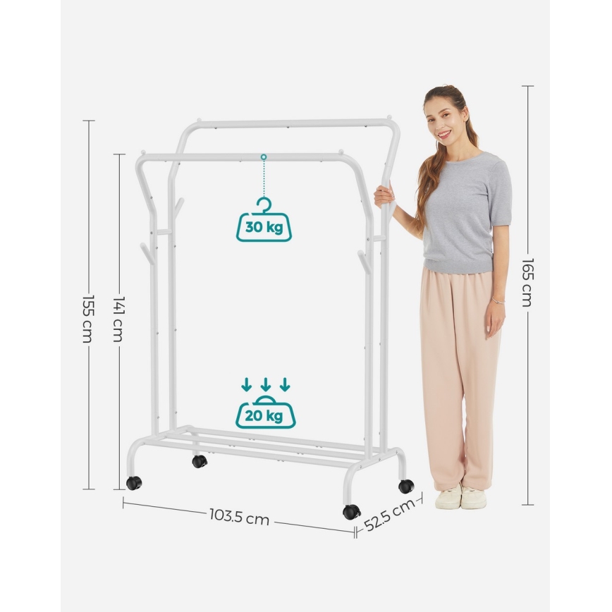 Mobilny wieszak stojakowy LINEA biały