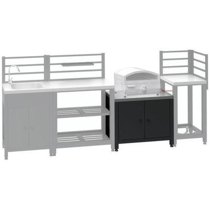 Moduł zewnętrzny szafka pod grill 80x47x69 cm czarna/stal nierdzewna