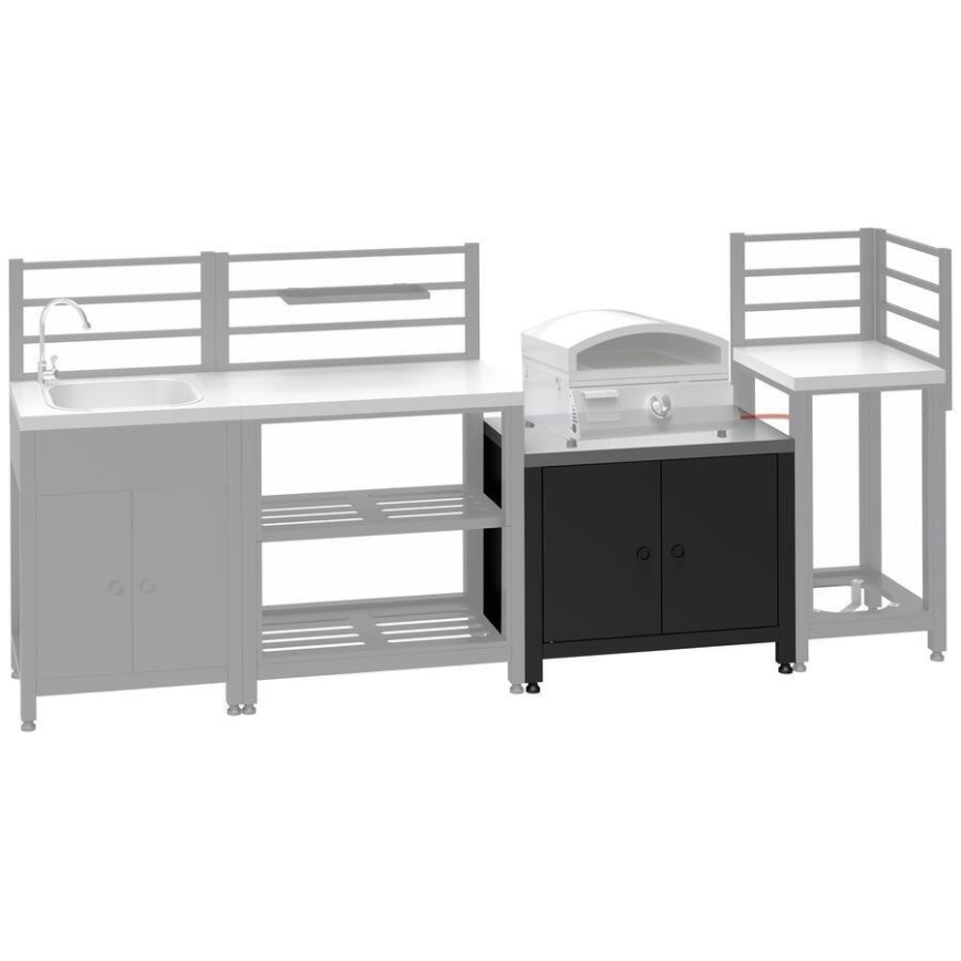Moduł zewnętrzny szafka pod grill 80x47x69 cm czarna/stal nierdzewna