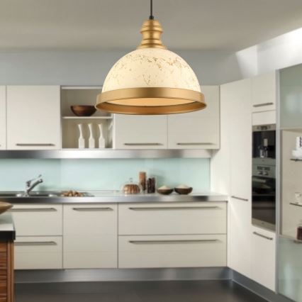 MONZA lampa wisząca 1xE27/40W/230V średnica 29 cm kremowa/brązowa