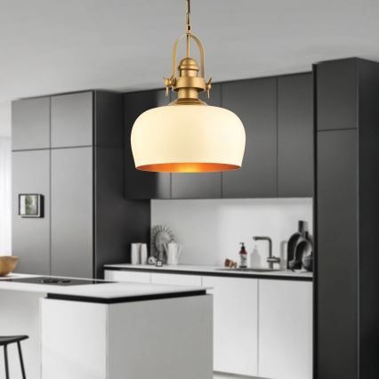 MONZA lampa wisząca 1xE27/40W/230V, średnica 30 cm, kremowo/brązowa