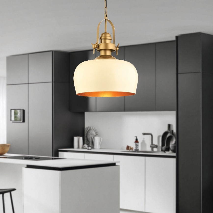 MONZA lampa wisząca 1xE27/40W/230V, średnica 30 cm, kremowo/brązowa